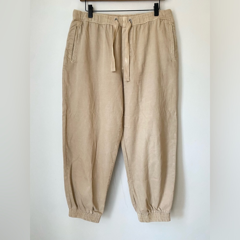 Zara Pants Women’s Large Linen Blend Cream Jogger